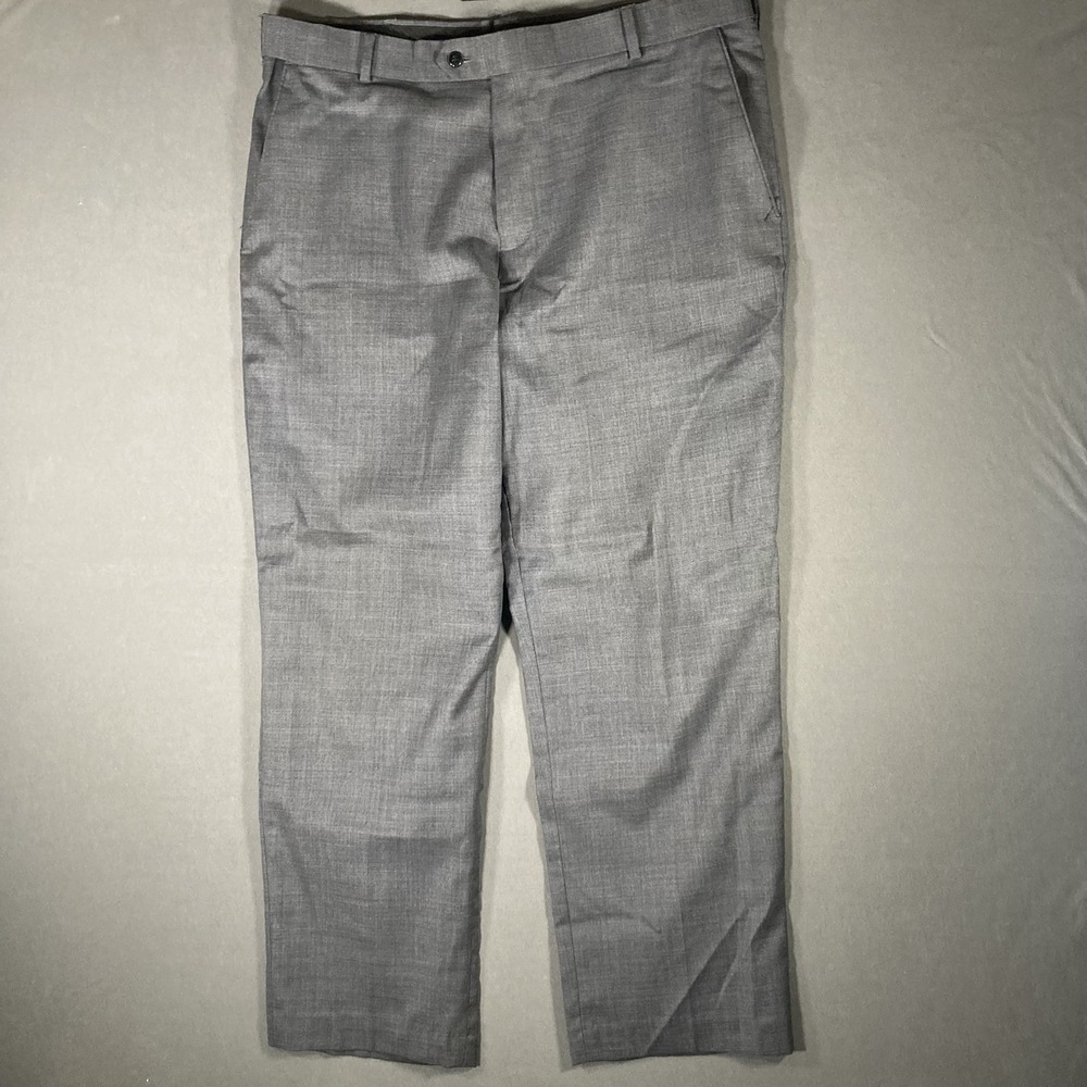 Stafford Dress Pants Mens 36x30 Gray Wool‎ Blend Flat Front Classic